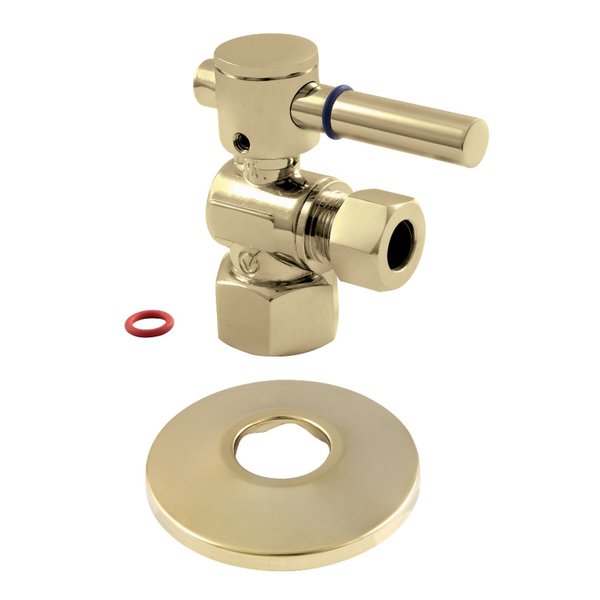 Kingston Brass 1/2" FIP X 3/8" OD Comp Quarter-Turn Angle Stop Valve W/ Flange, Brass CC43102DLK